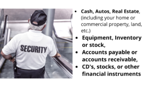 Secure a Buisness Loan with Cash Autos Real Estate, including your home or commercial property, land, etc. Equipment Inventory or stock Accounts payable or accounts receivable CD's, stocks, or other financial instruments