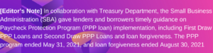 Treasury Dept, SBA & PPP