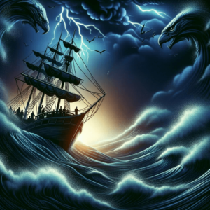 ship in the midst of a dark storm on sea representing the need for Errors and omissions (E&O) insurance, sometimes referred to as professional liability insurance, shields companies against lawsuits alleging professional carelessness. 
