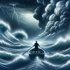 business owner reowing boat in a dark and stormy sea representing Understanding the concept of personal liability as it relates to business ownership is critical for entrepreneurs and small business owners. 