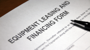 Close-up of a document or equipment leasing and financing form.