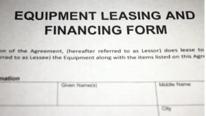A close-up of a equipment leasing and financing form.