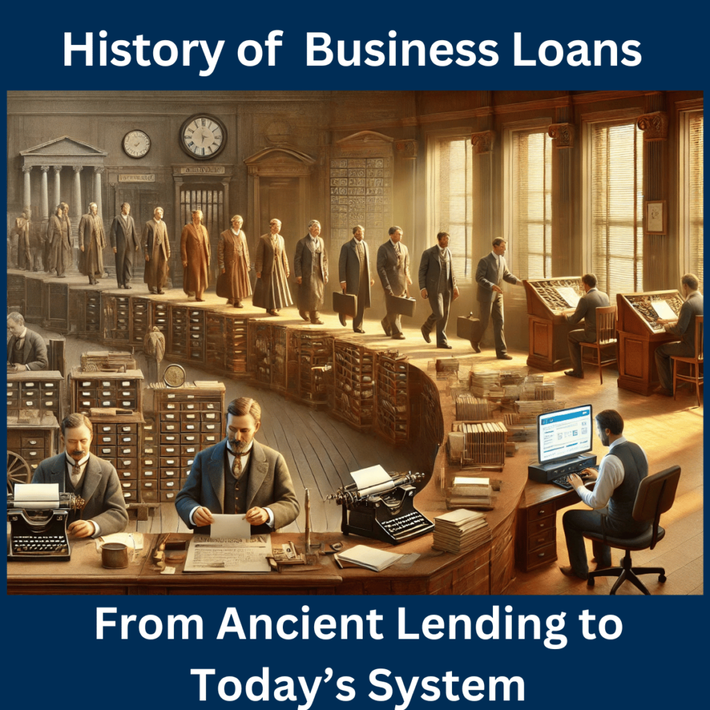 Picture of men of different eras representing the History of Small Business Loans