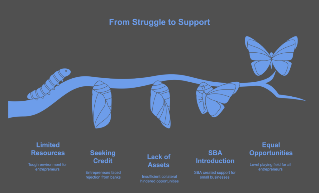 Butterfly metamorphosis depicting the changes to borrowing from pre-SBA to current conditions. 