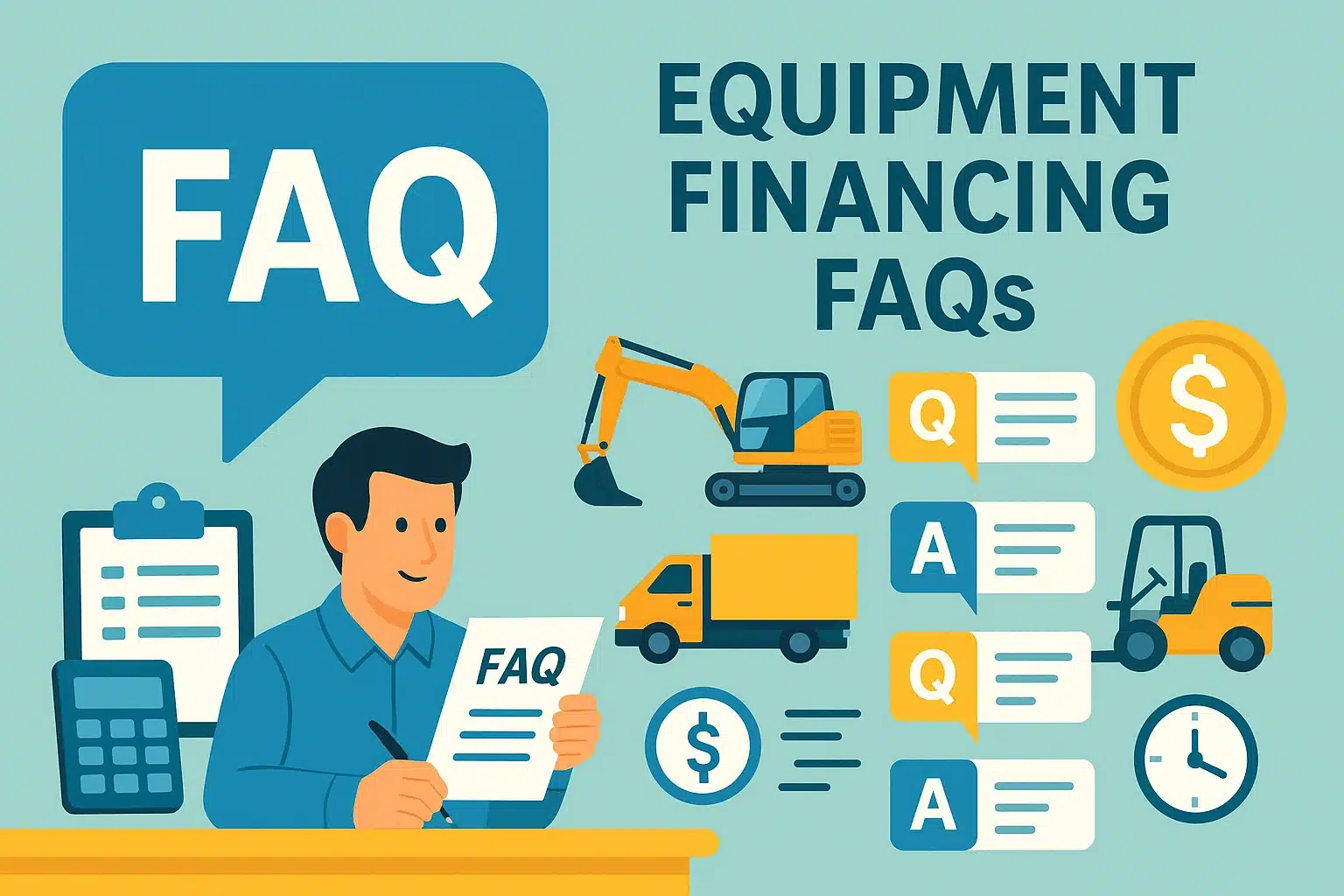 Business owner reviewing Equipment Financing FAQs