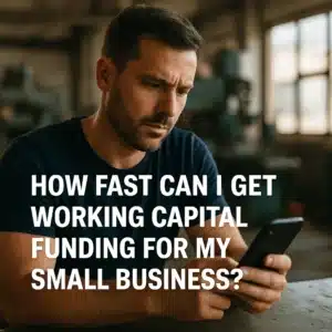 Need a fast working capital lender? Business owners with mobile phone learning the 6 proven reasons Sunwise Capital can deliver same-day funding with simple terms and trusted support.
