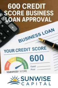 Image fo credit report scale pointing to 600 - represents How to Get 600 Credit Score Business Loan Approval