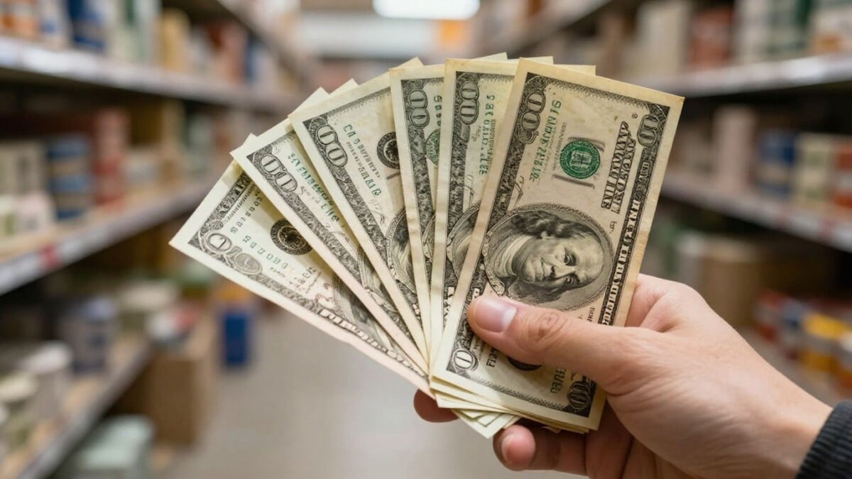 Hand holding cash, business growth concept.