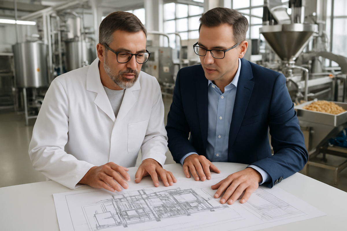 equipment financing for food and beverage manufacturers — modern food processing facility with stainless steel equipment and production line